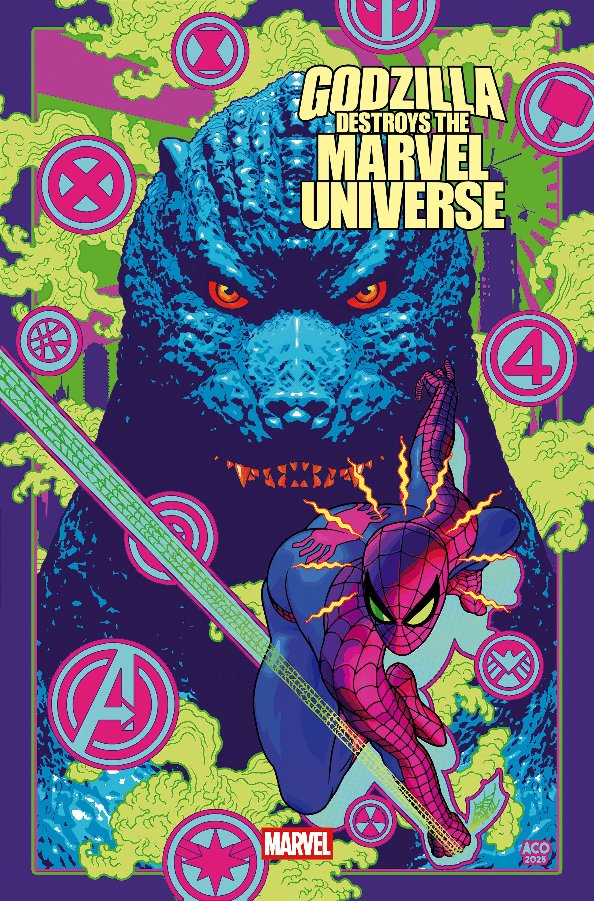 Godzilla Destroys The Marvel Universe #4 Aco Variant | Odin's Place