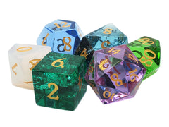 Old School Dice: Gemstone 7-Piece Set - 7 Color Glass | Odin's Place