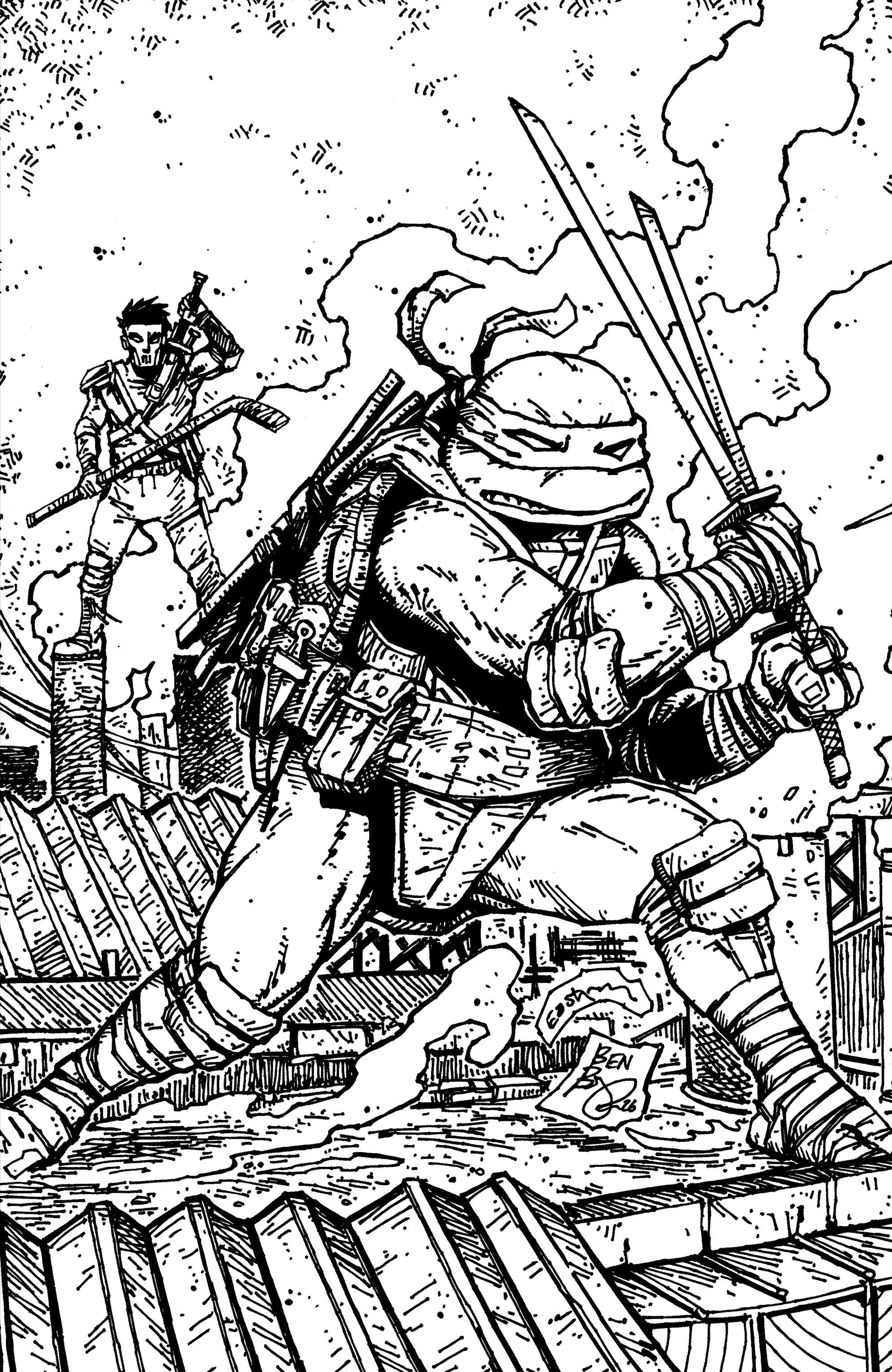 Teenage Mutant Ninja Turtles #21 Variant Ri (10) (Eastman & Bishop Black & White Full Art) | Odin's Place