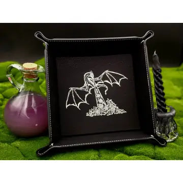 Triangle Treasury: Square Vegan Leatherette Dice Tray - Assorted Colors | Odin's Place