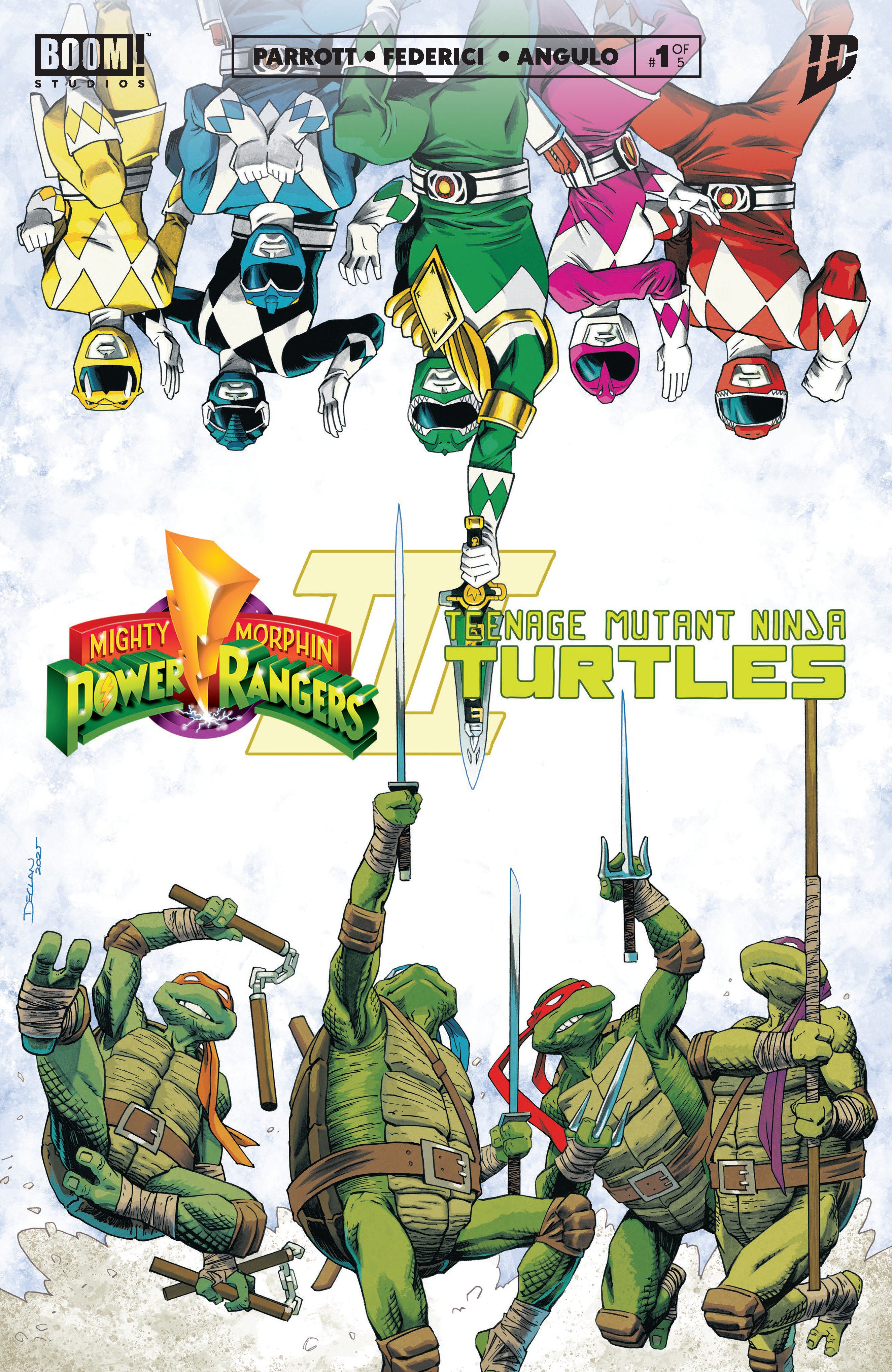 Mighty Morphin Power Rangers/ Teenage Mutant Ninja Turtles III #1 N Foc Reveal Variant (Dressed, Shalvey) | Odin's Place