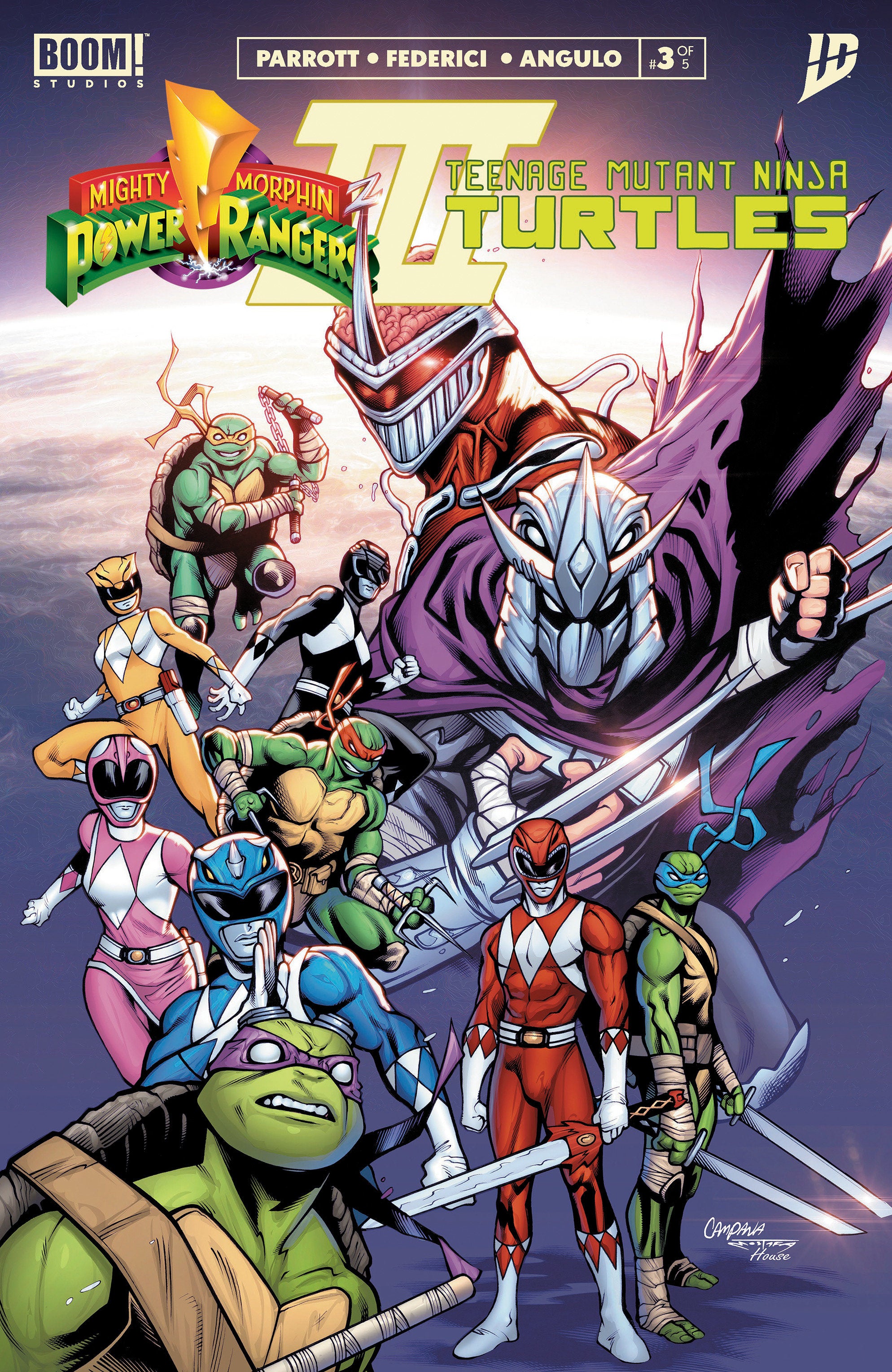 Mighty Morphin Power Rangers/Teenage Mutant Ninja Turtles III #3 J Foc Reveal Variant (Dressed, Campana) | Odin's Place