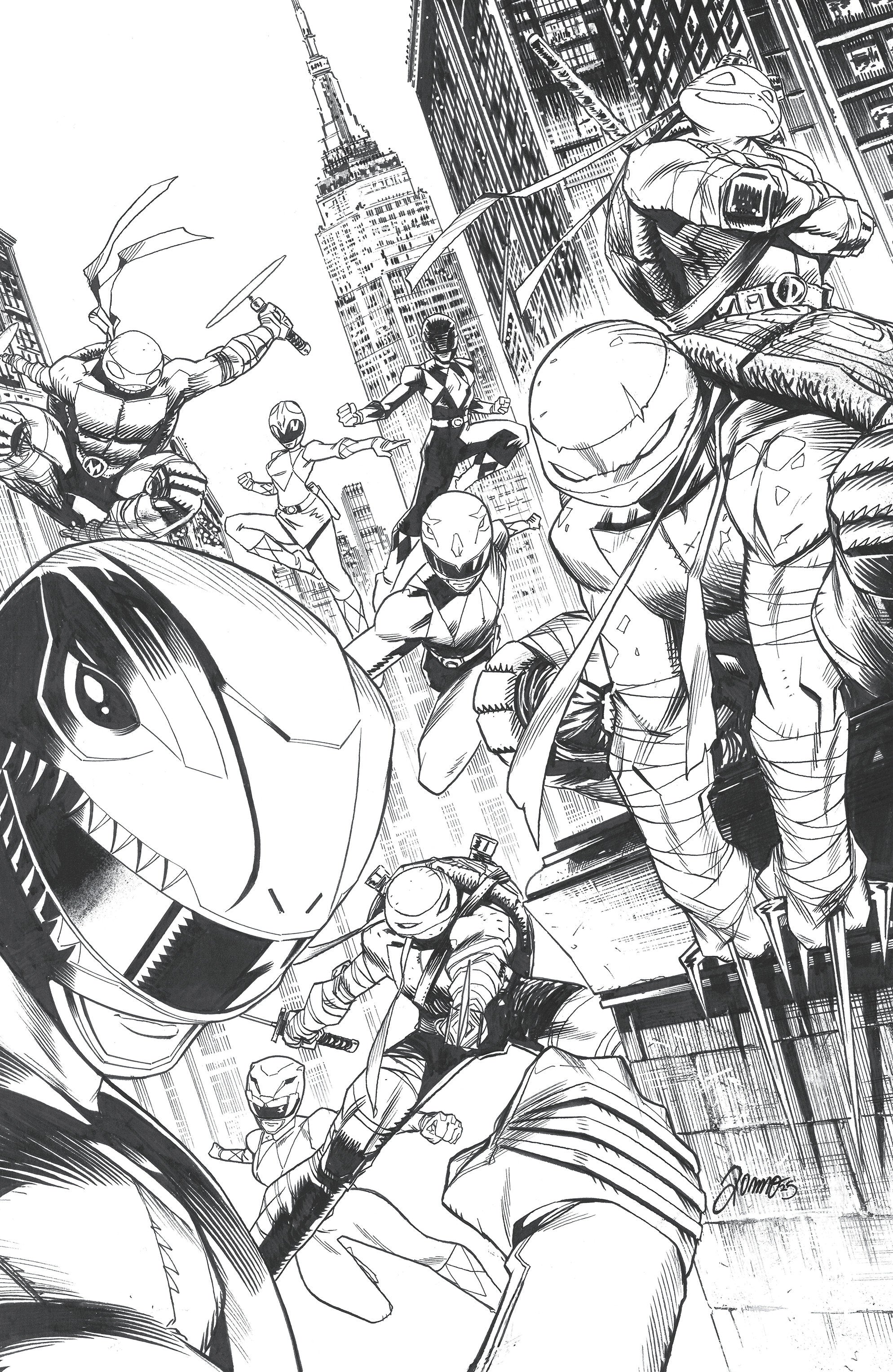 Mighty Morphin Power Rangers/Teenage Mutant Ninja Turtles III #5 E 1 in 10 Variant Edition (Full Art, Inks, Zonno) | Odin's Place