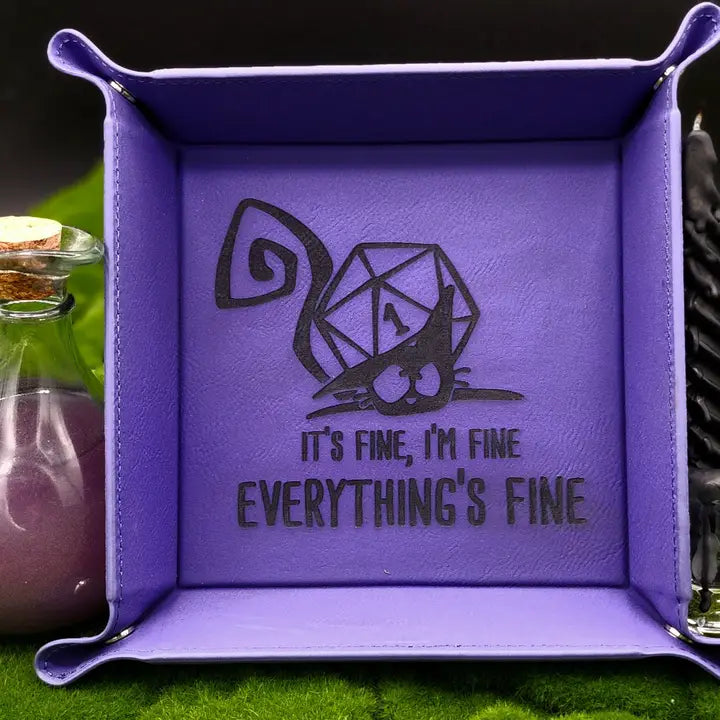 Triangle Treasury: Square Vegan Leatherette Dice Tray - Assorted Colors | Odin's Place