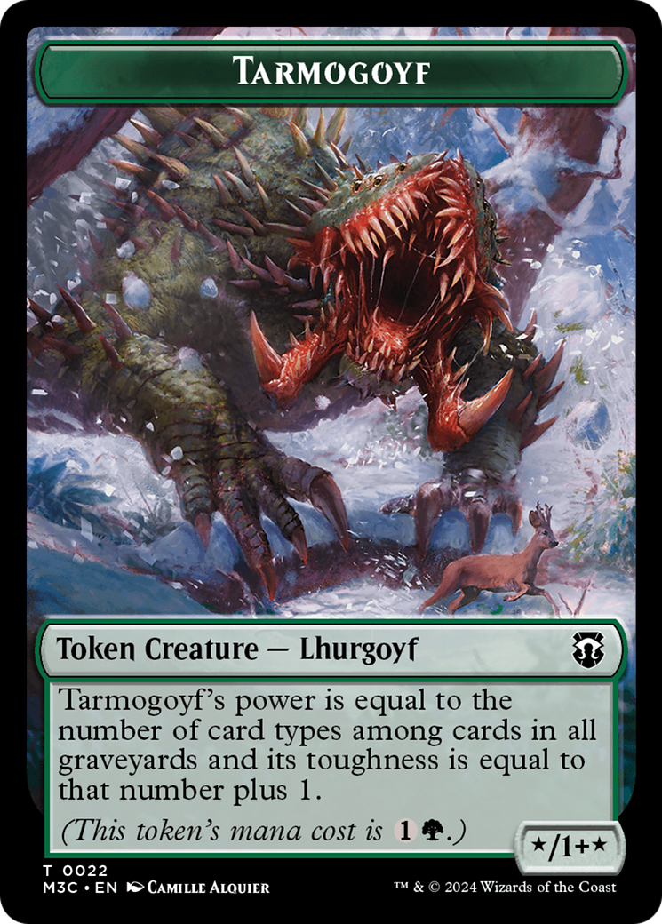 Tarmogoyf (Ripple Foil) // Goblin Double-Sided Token [Modern Horizons 3 Commander Tokens] | Odin's Place