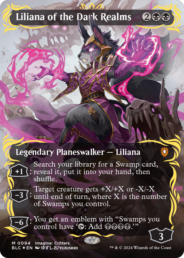 Liliana of the Dark Realms (Borderless) (Raised Foil) [Bloomburrow Commander] | Odin's Place
