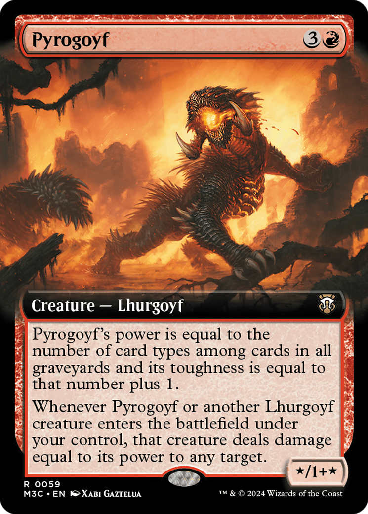 Pyrogoyf (Extended Art) (Ripple Foil) [Modern Horizons 3 Commander] | Odin's Place