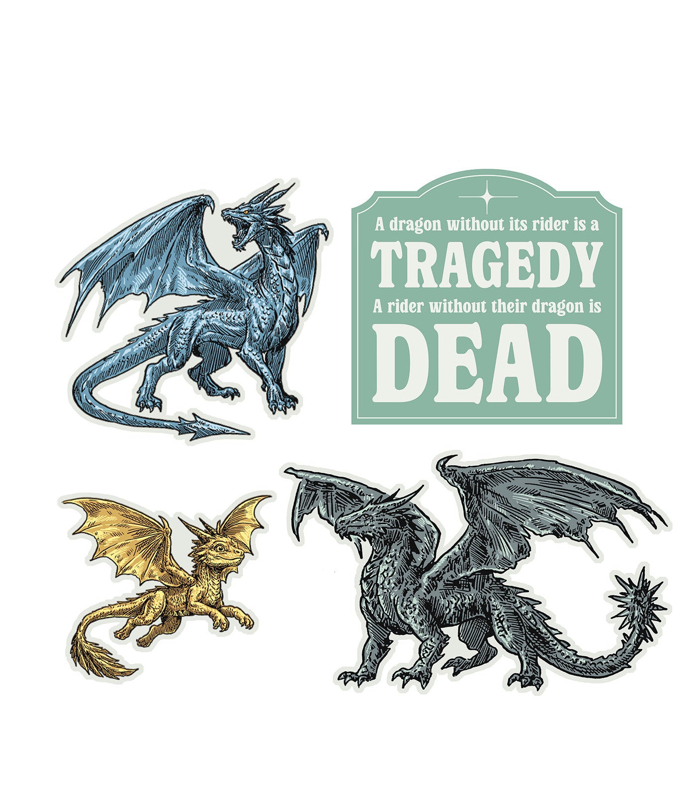 Rebecca Yarros's Fourth Wing: Dragons Of Navarre Stickers   Sticker Set Of 4 | Odin's Place
