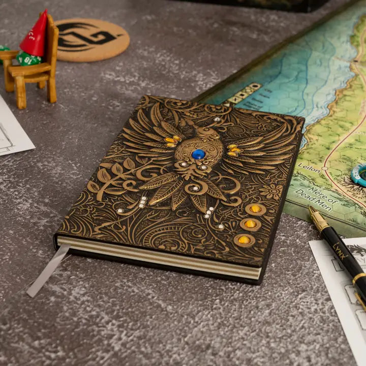 QMDirect 3D Faux-Leather Notebook / Journal - Gold Phoenix | Odin's Place