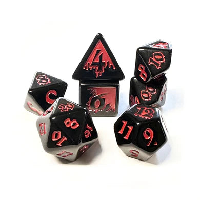 Black Oak Workshop Blood Drenched Poly 7 Dice Set | Odin's Place