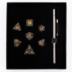 HYMGHO - Dragon's Hoard Gem Stone Polyhedral Dice Set UV Light Reactive | Odin's Place