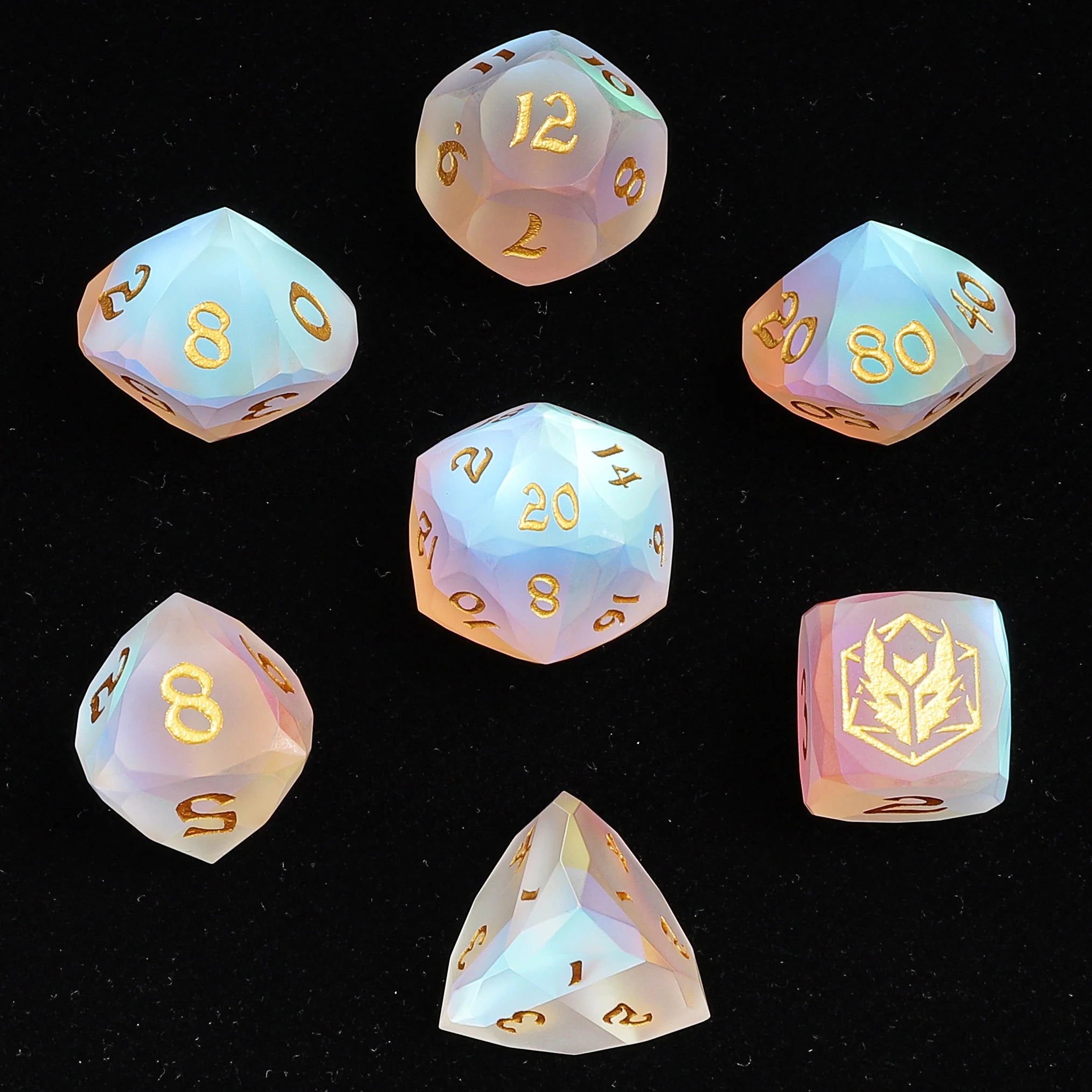 HYMGHO - Dragon's Hoard Luster Cut Dice Set - Frosted Prismatic Crystal | Odin's Place