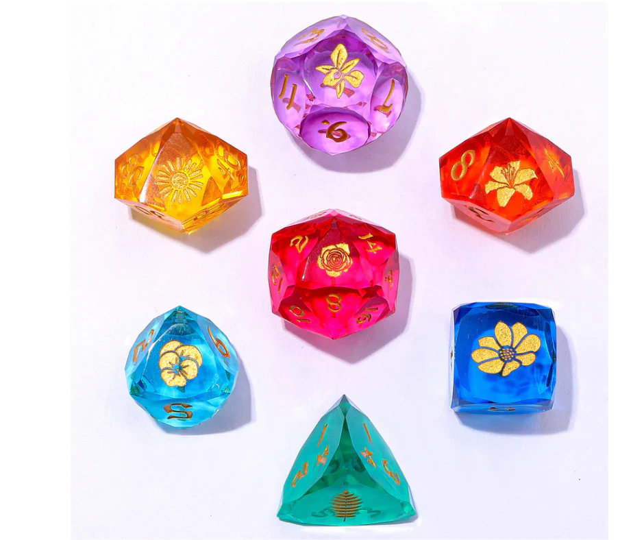 HYMGHO - Captured Magic Luster Cut Resin Dice Set - Bouquet of Dice | Odin's Place