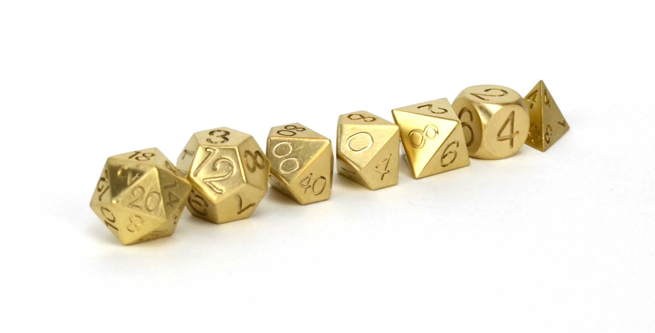 Level Up Dice Brass Poly 7 Set | Odin's Place