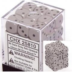 Chessex Opaque 12mm D6 Dark Grey/Black | Odin's Place