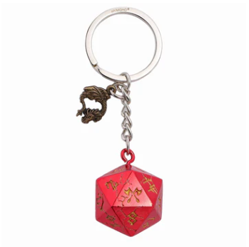 HYMGHO -D20 Keychain Barbarian - Red with Gold | Odin's Place