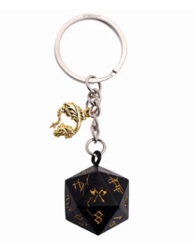 HYMGHO -D20 Keychain Barbarian - Black with Gold | Odin's Place