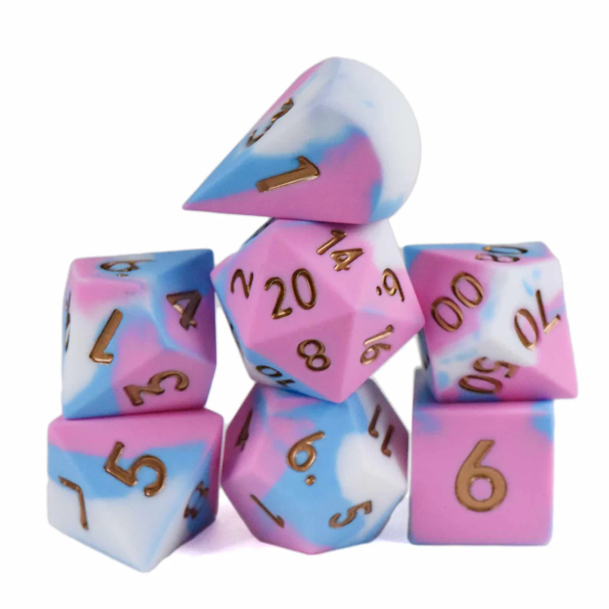 DND Dice Poly 7 Dice Set: Chonky Bubblegum Oversize (Silicone) | Odin's Place