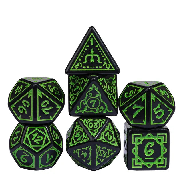 Foam Brain Poly 7 Dice Set Cryptic Knots Verdant | Odin's Place