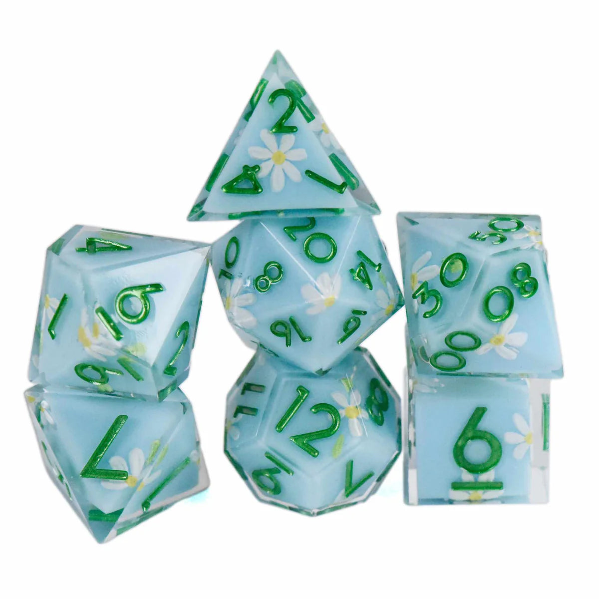 DND Dice Poly 7 Dice Set: Daisy Chain (Handmade) | Odin's Place