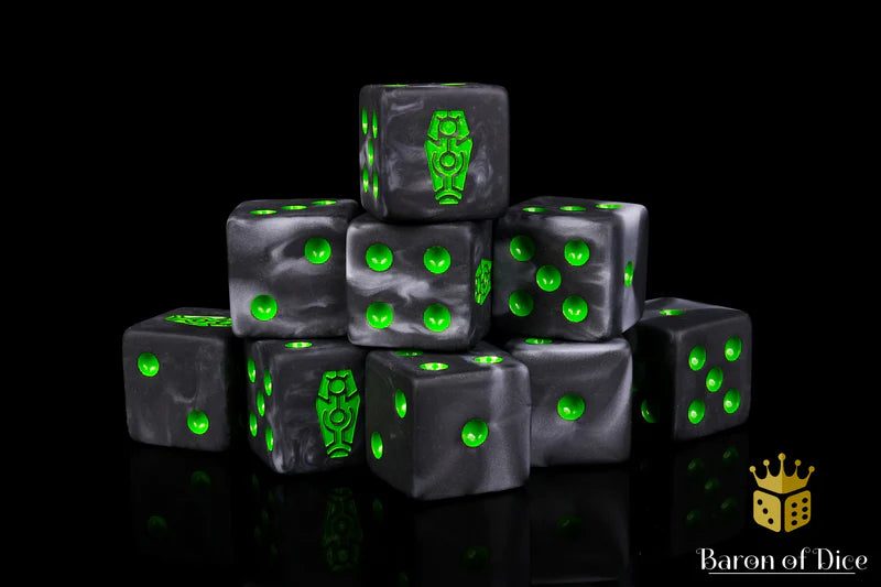 Barron of Dice: Day of The Dead Dice - Green Coffin | Odin's Place