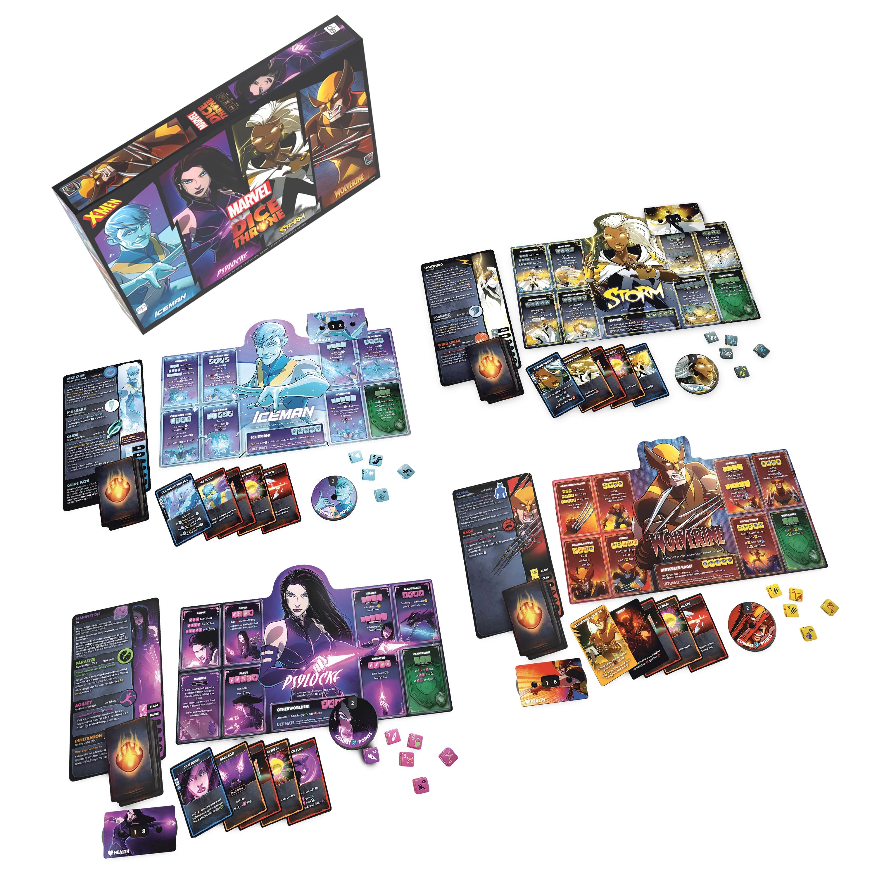 Marvel Dice Throne: X-Men Box 1 Fighters (Iceman, Psylocke, Storm, and Wolverine) | Odin's Place