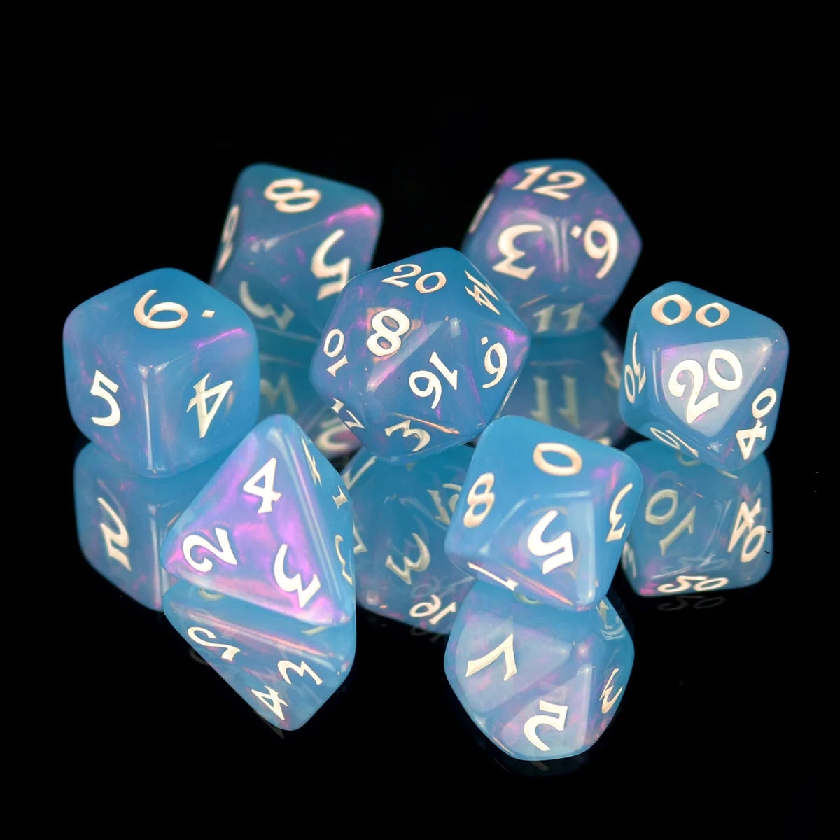 Die Hard Dice: Elessia Moonstone Rumara with White 7 Poly Set | Odin's Place