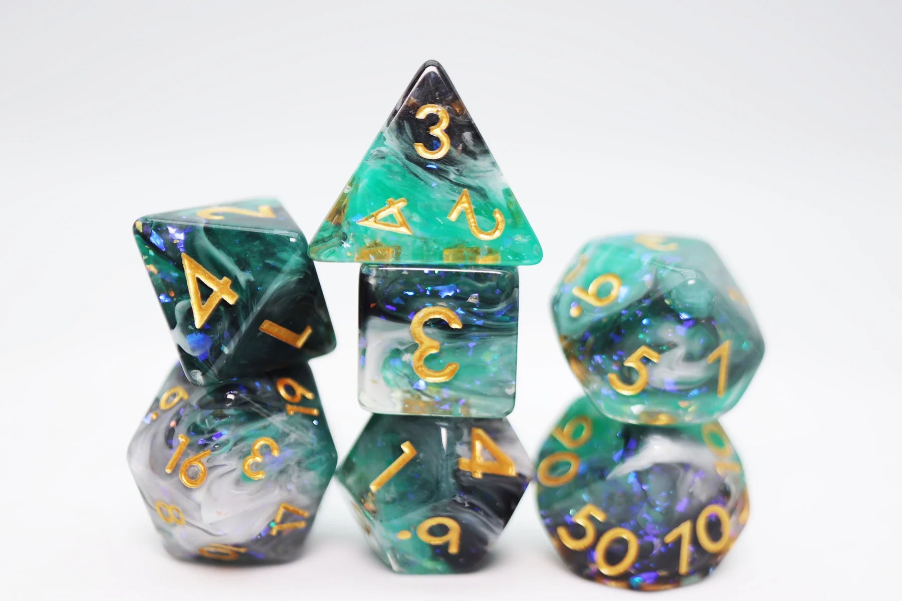 Foam Brain Forest Fog Poly 7 Dice Set | Odin's Place