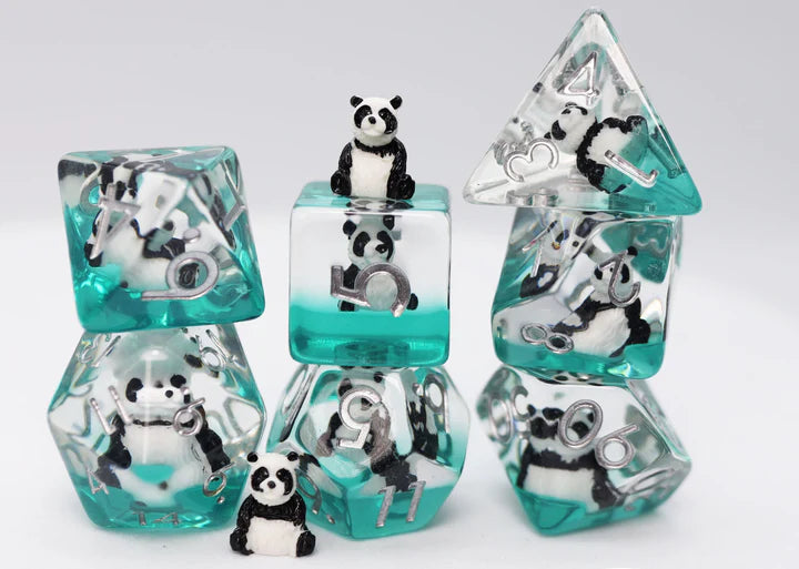 Foam Brain Poly 7 Dice Set Panda on Water | Odin's Place