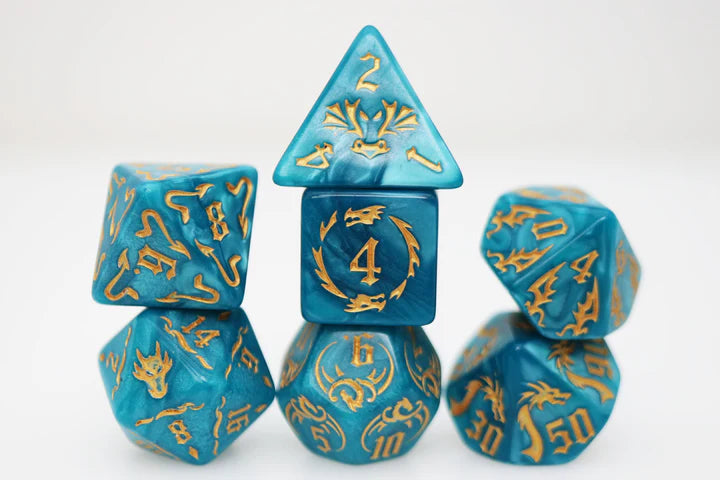 Foam Brain Poly 7 Dice Set Drake's Flight Cobalt | Odin's Place