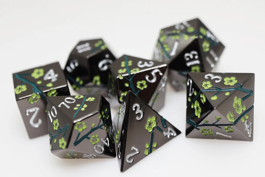 Foam Brain Metallic Bouquet - Dark Green Hellebore Metal RPG Dice Set | Odin's Place