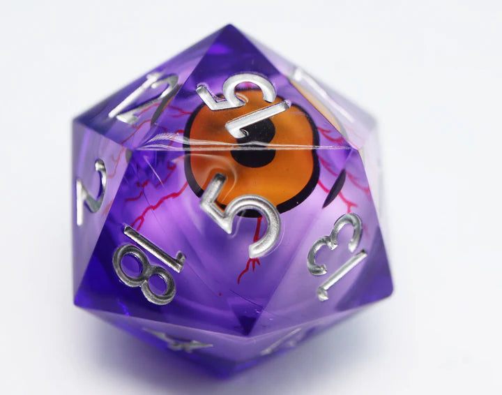 Foam Brain 35mm Hollow Core Purple Mageshot Moving Eye d20 | Odin's Place