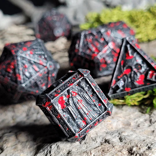 Forged Gaming Cryptic Reliquary Silver Blood Metal Poly 7 Dice Set | Odin's Place