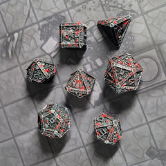 Forged Gaming Cryptic Reliquary Silver Blood Metal Poly 7 Dice Set | Odin's Place