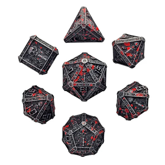 Forged Gaming Cryptic Reliquary Silver Blood Metal Poly 7 Dice Set | Odin's Place
