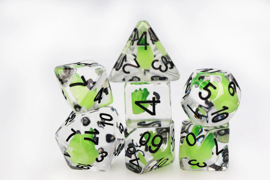 Foam Brain Acquisitions Inc Green Flame Poly 7 Dice Set | Odin's Place