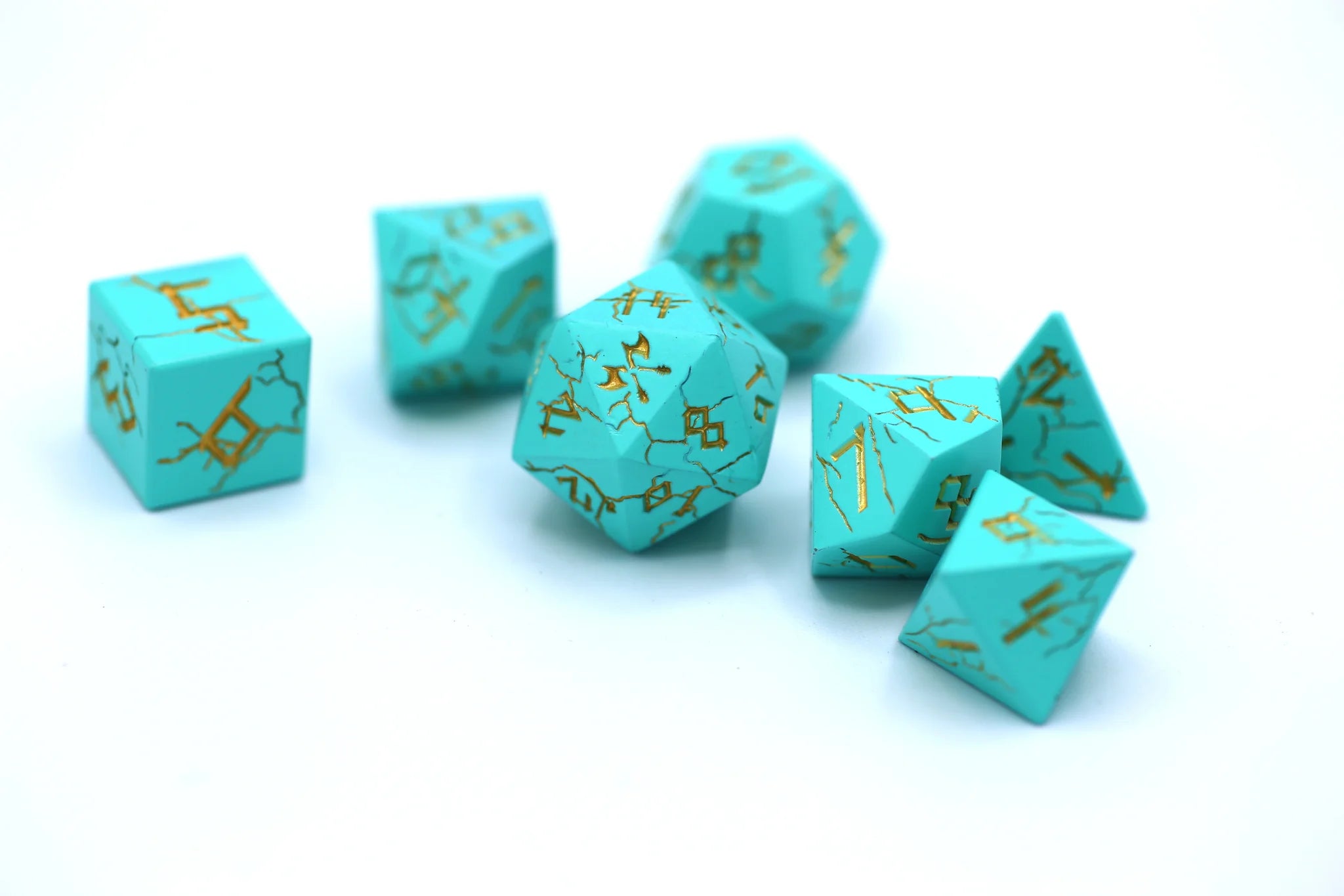 HYMGHO - Turquoise with Gold Barbarian Dice Set | Odin's Place