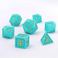 HYMGHO -Solid Metal Mini Behemoth Dice set - Turquoise with Gold | Odin's Place
