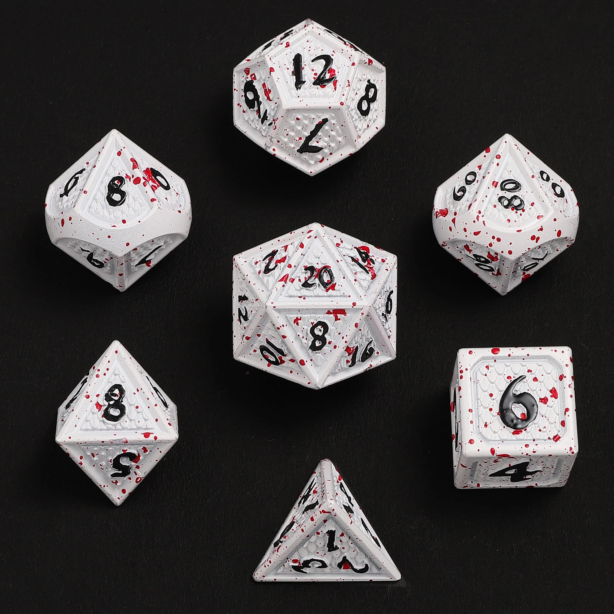 HYMGHO -Solid Metal Behemoth Dice set - Blood Splatter | Odin's Place