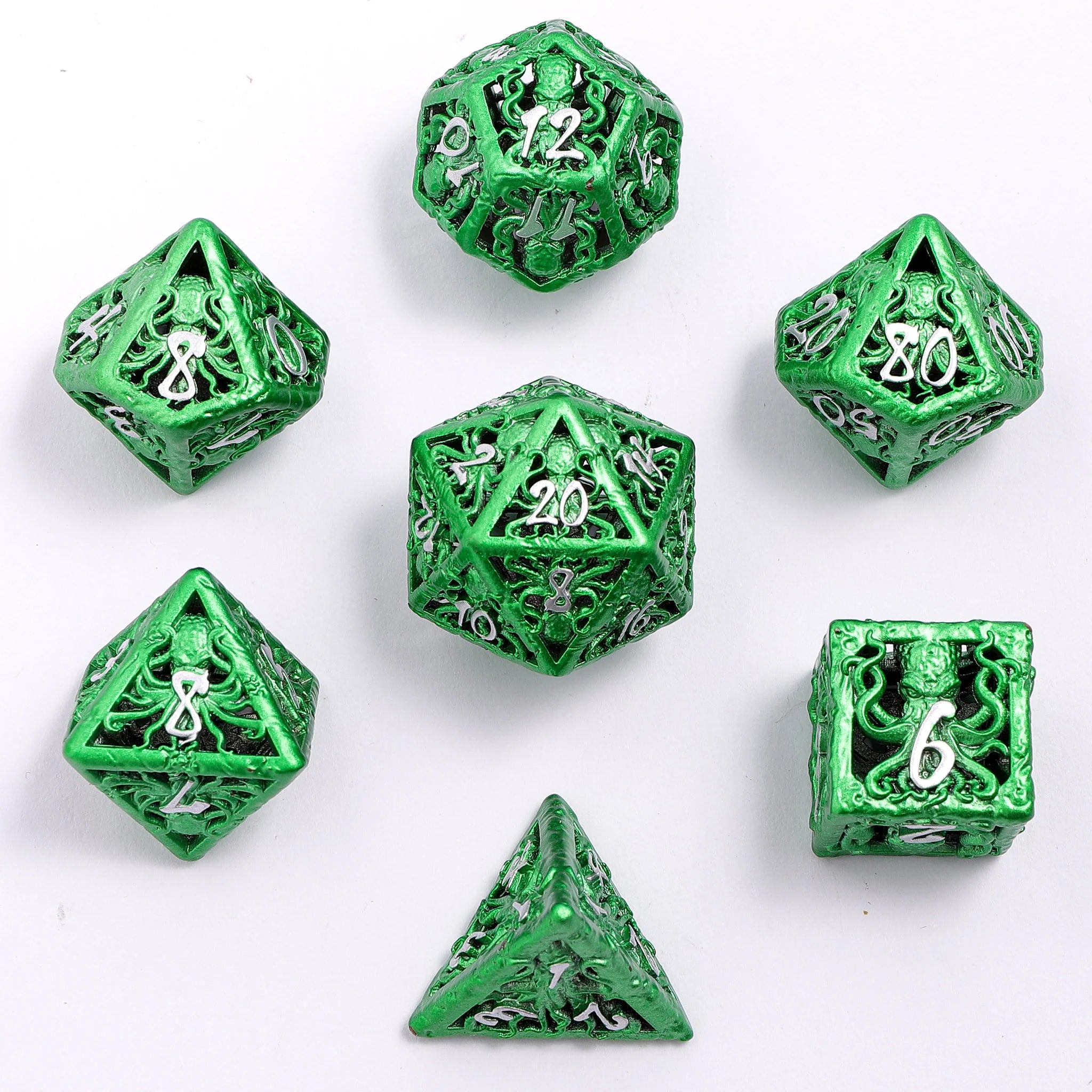 HYMGHO - Hollow Metal Llithids Mind Cage Dice Set - Green | Odin's Place