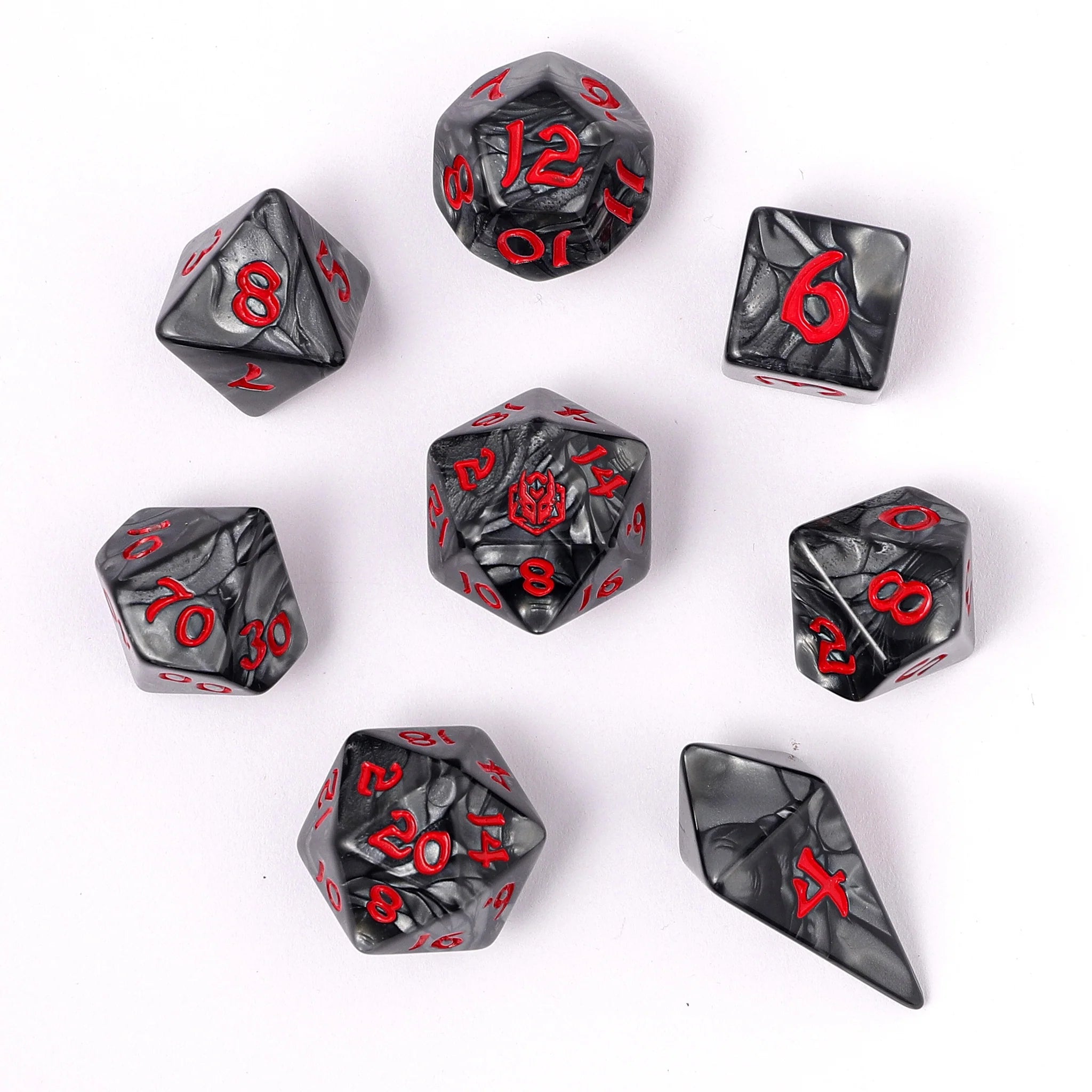 HYMGHO - Wyrmforged Rollers - Rounded Edge 8 Piece Polyhedral Dice sets | Odin's Place