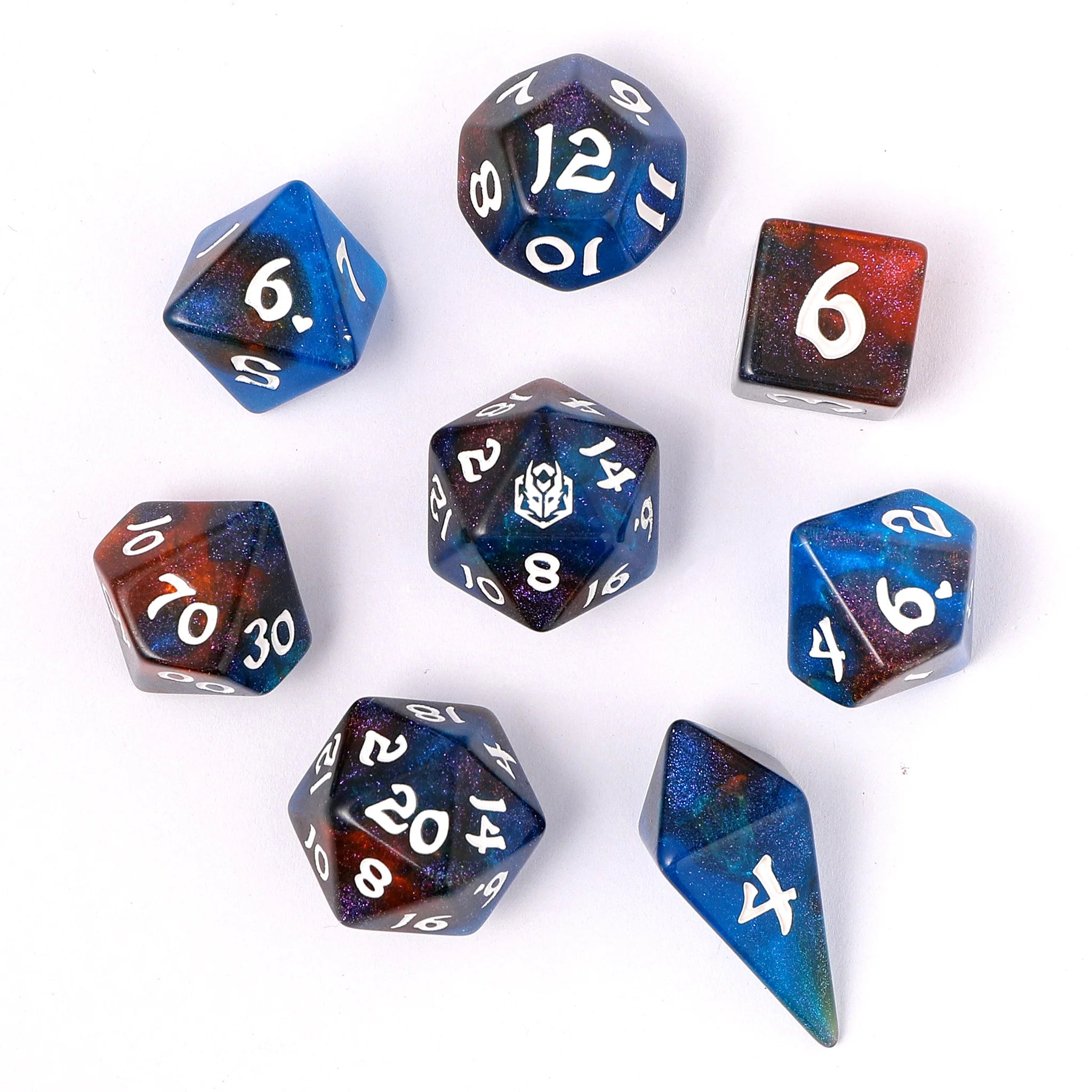HYMGHO - Wyrmforged Rollers - Rounded Edge 8 Piece Polyhedral Dice sets | Odin's Place