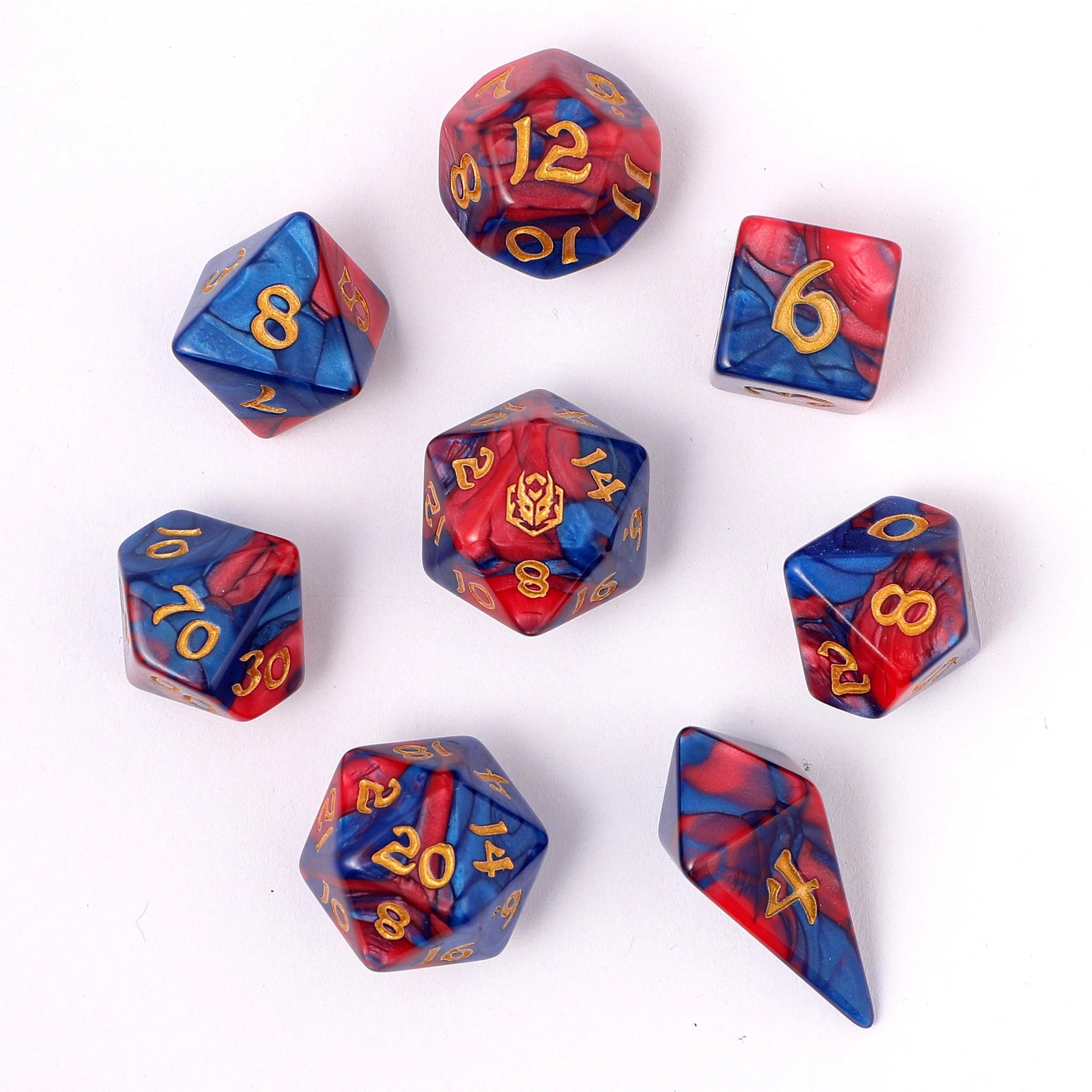 HYMGHO - Wyrmforged Rollers - Rounded Edge 8 Piece Polyhedral Dice sets | Odin's Place