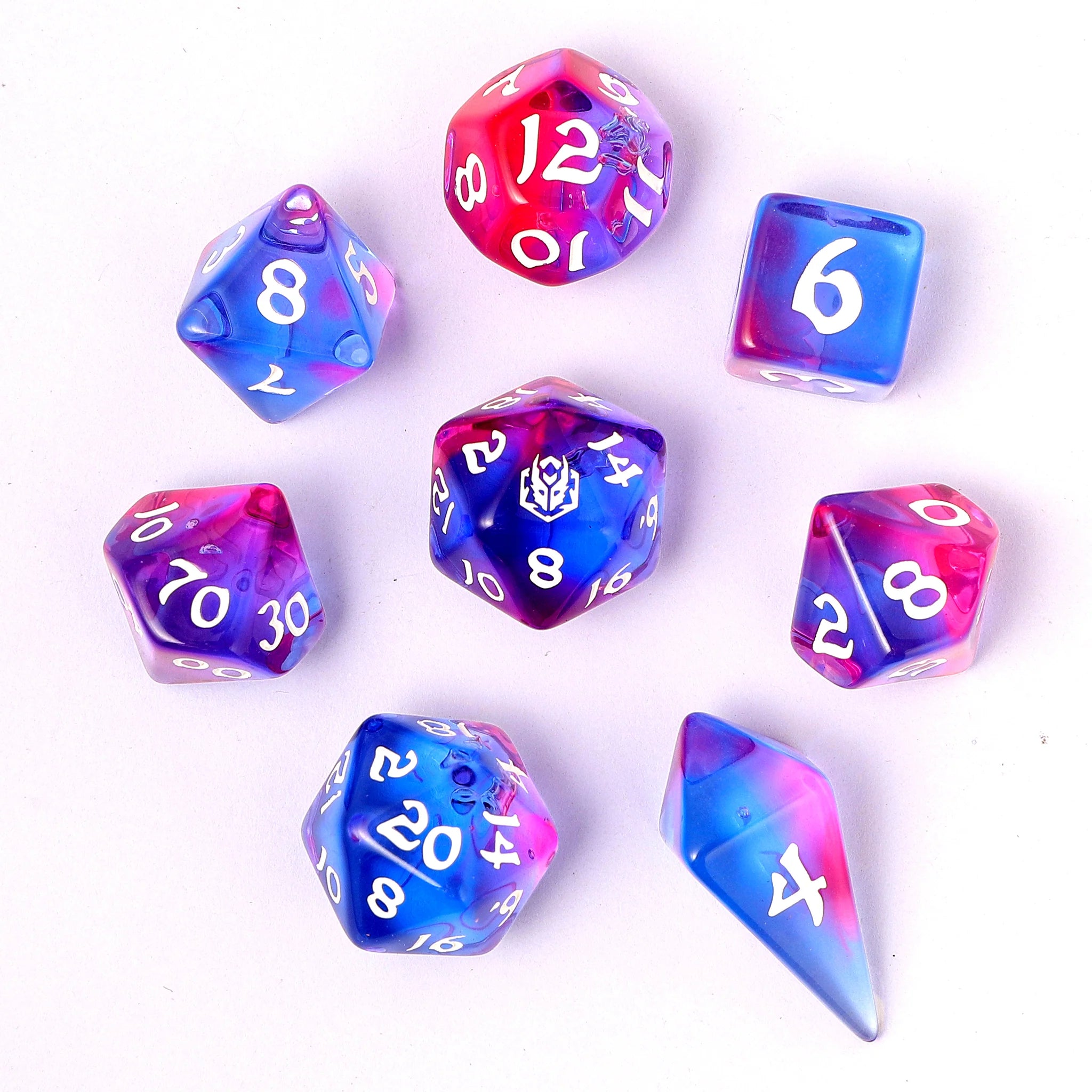 HYMGHO - Wyrmforged Rollers - Rounded Edge 8 Piece Polyhedral Dice sets | Odin's Place