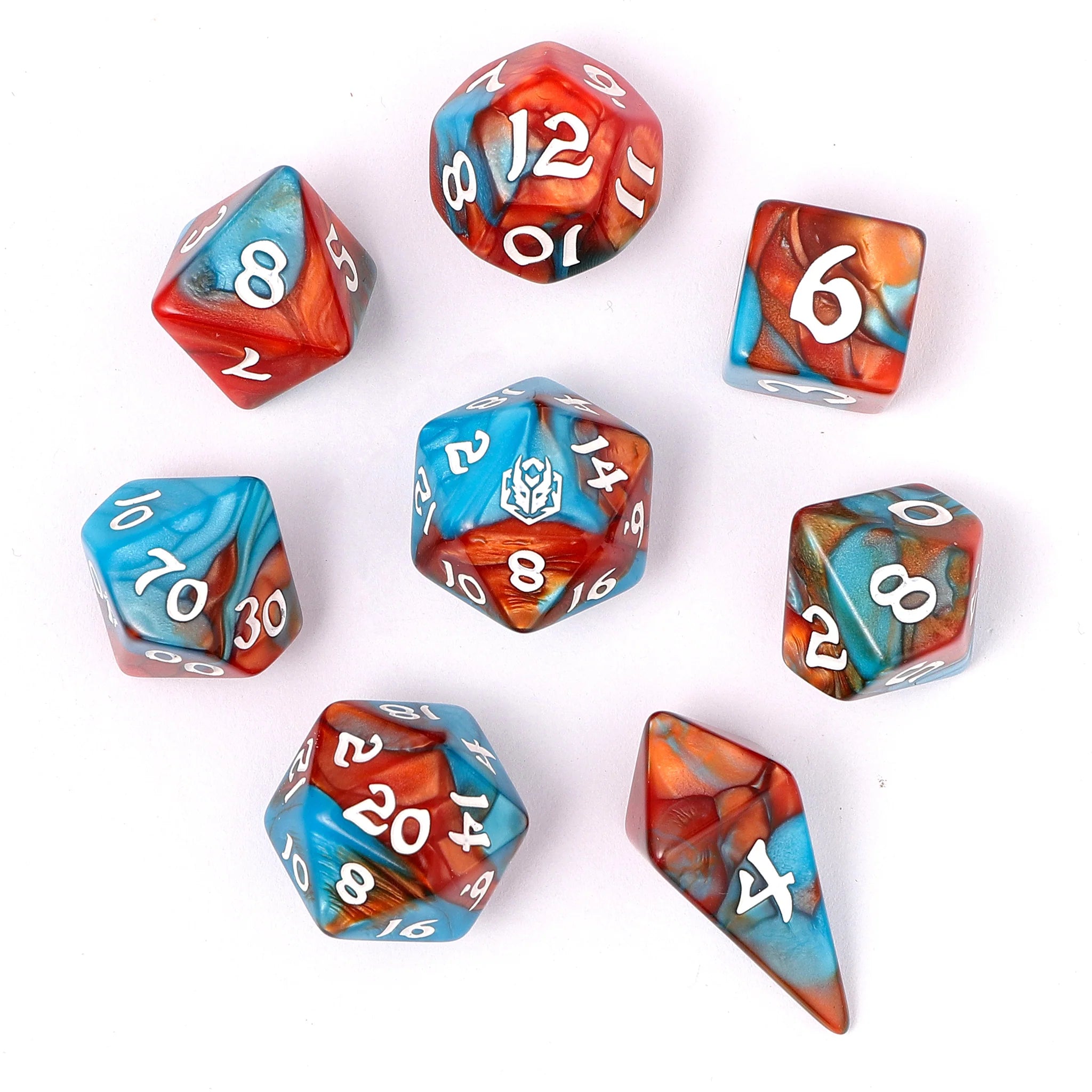 HYMGHO - Wyrmforged Rollers - Rounded Edge 8 Piece Polyhedral Dice sets | Odin's Place