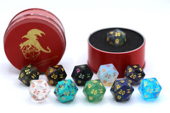 HYMGHO - Quest's Reward Mystery Dice - Gemstone/Glass D20s | Odin's Place