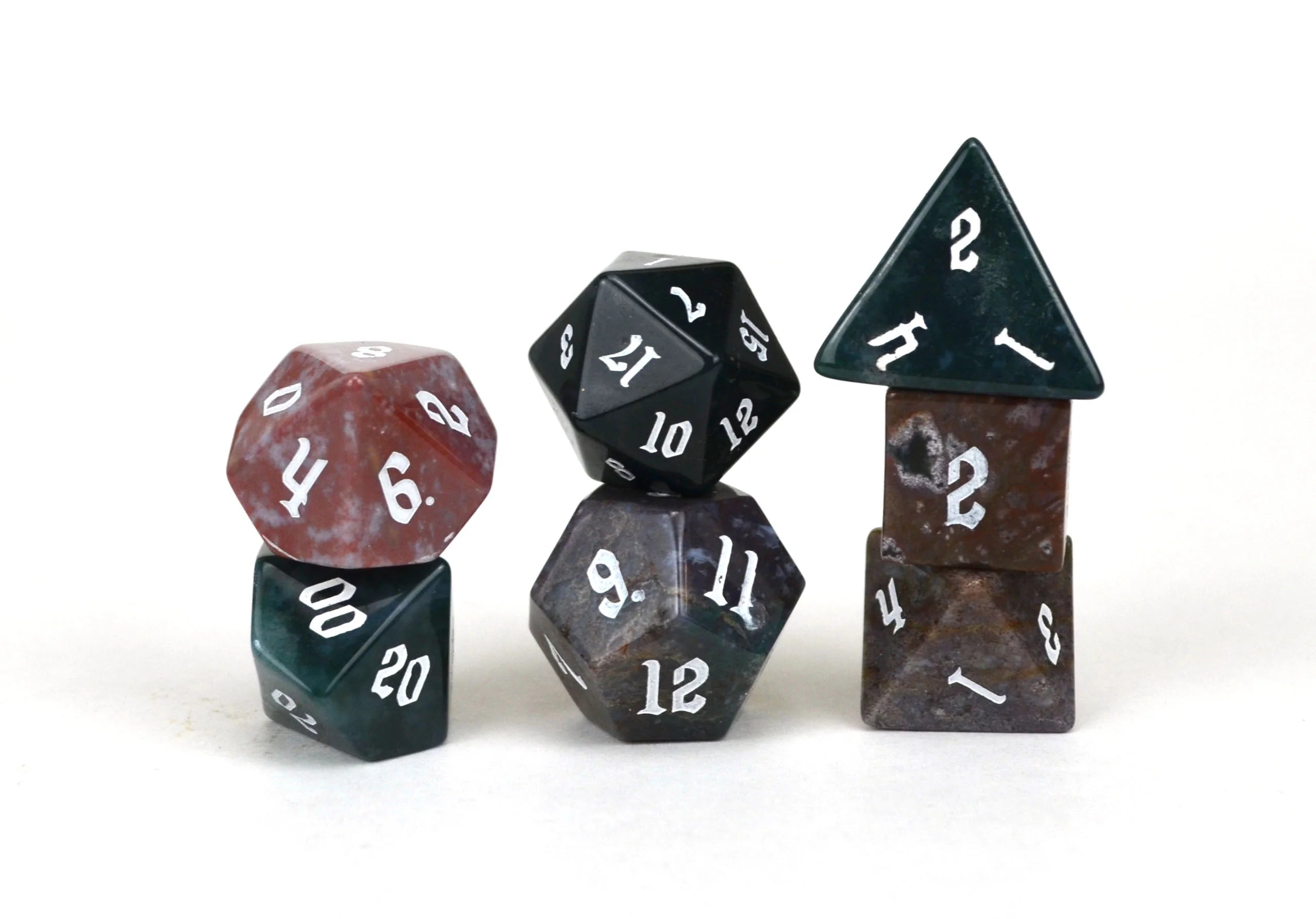 Level Up Dice Indian Agate Gemstone Poly 7 Dice Set | Odin's Place