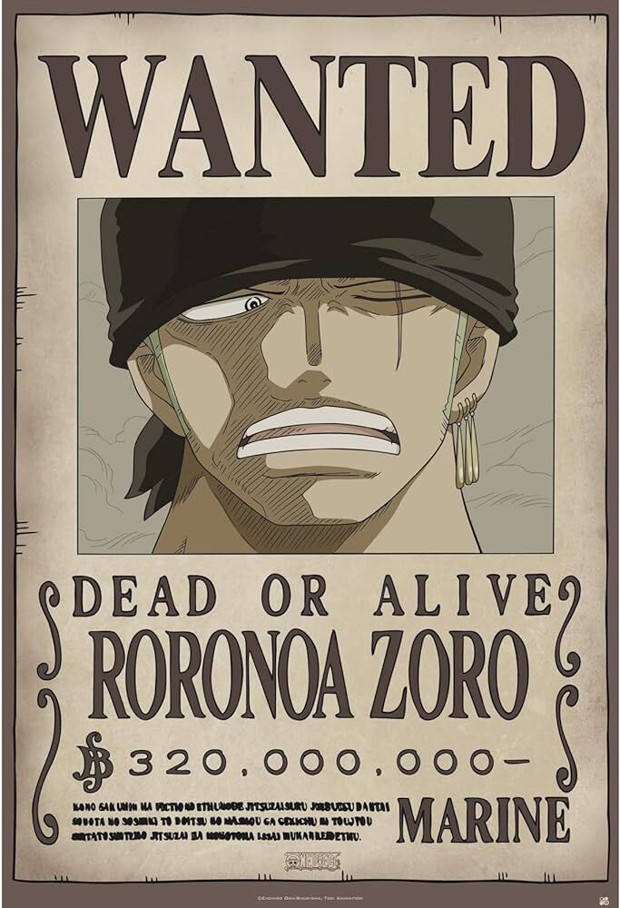 Poster: One Piece Wanted Roronoa Zoro | Odin's Place