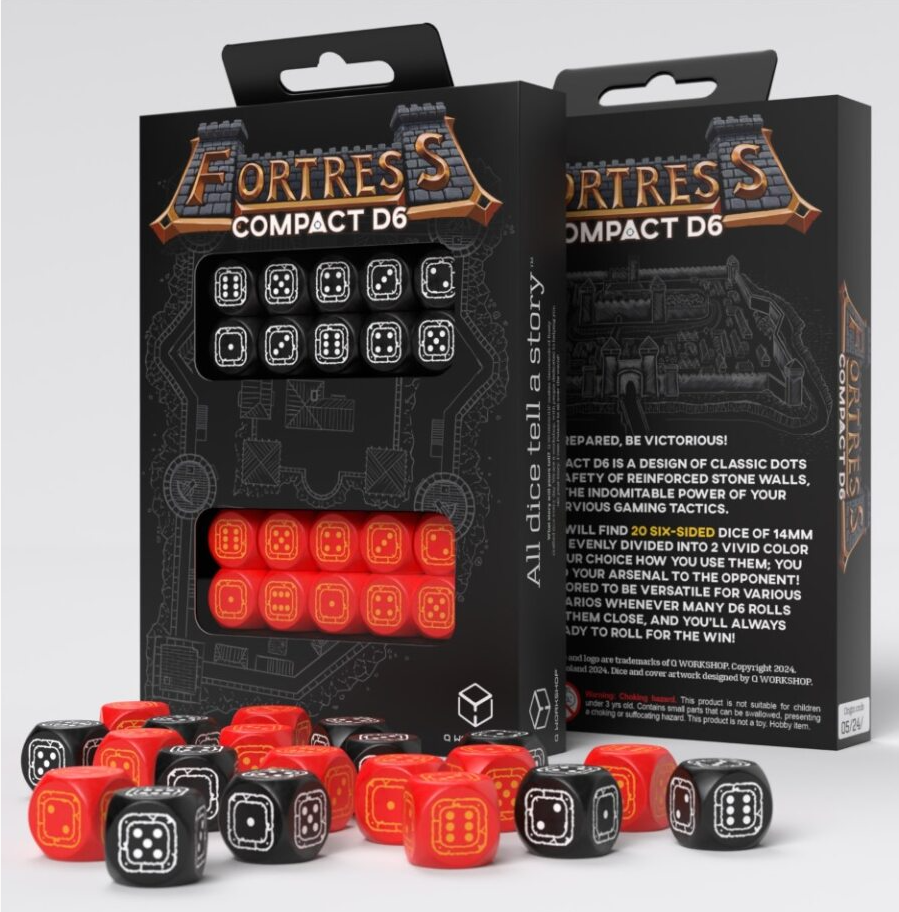 Q Workshop Fortress Compact D6 Set Black and Red | Odin's Place