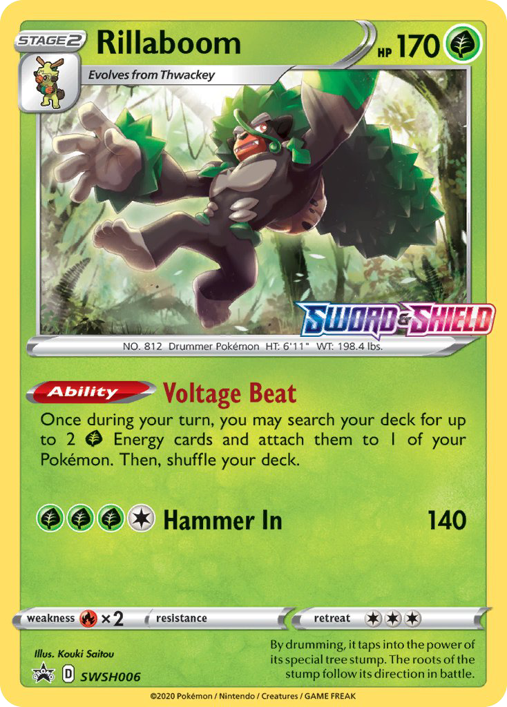 Rillaboom (SWSH006) (Staff Prerelease Promo) [Sword & Shield: Black Star Promos] | Odin's Place